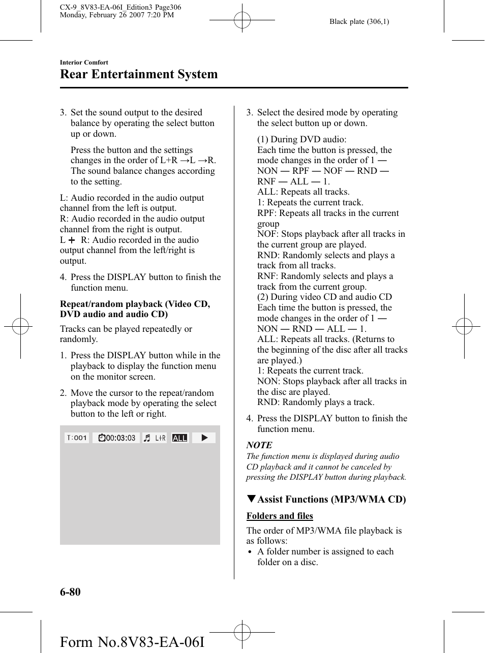 Rear entertainment system | Mazda 2007 CX-9 User Manual | Page 306 / 502