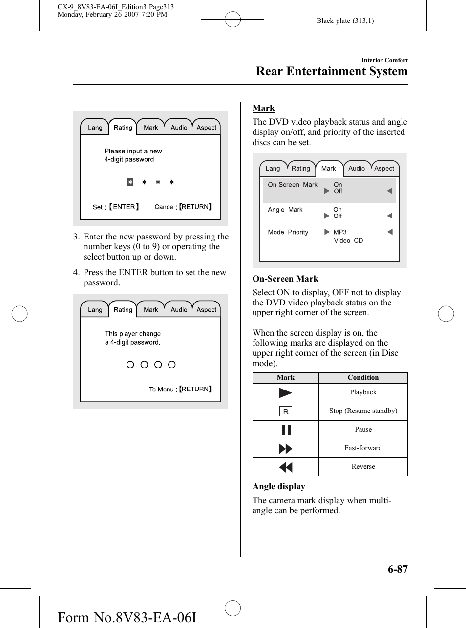 Rear entertainment system | Mazda 2007 CX-9 User Manual | Page 313 / 502
