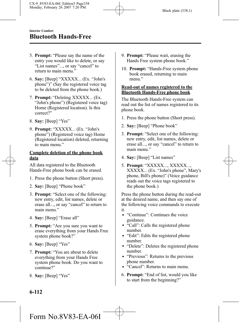 Bluetooth hands-free | Mazda 2007 CX-9 User Manual | Page 338 / 502