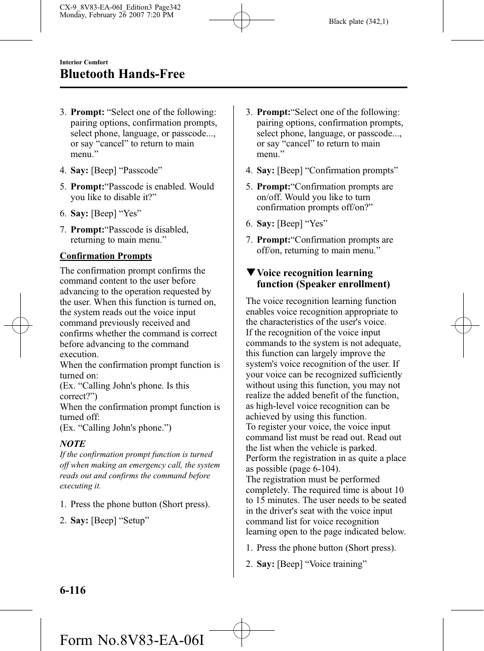 Bluetooth hands-free | Mazda 2007 CX-9 User Manual | Page 342 / 502
