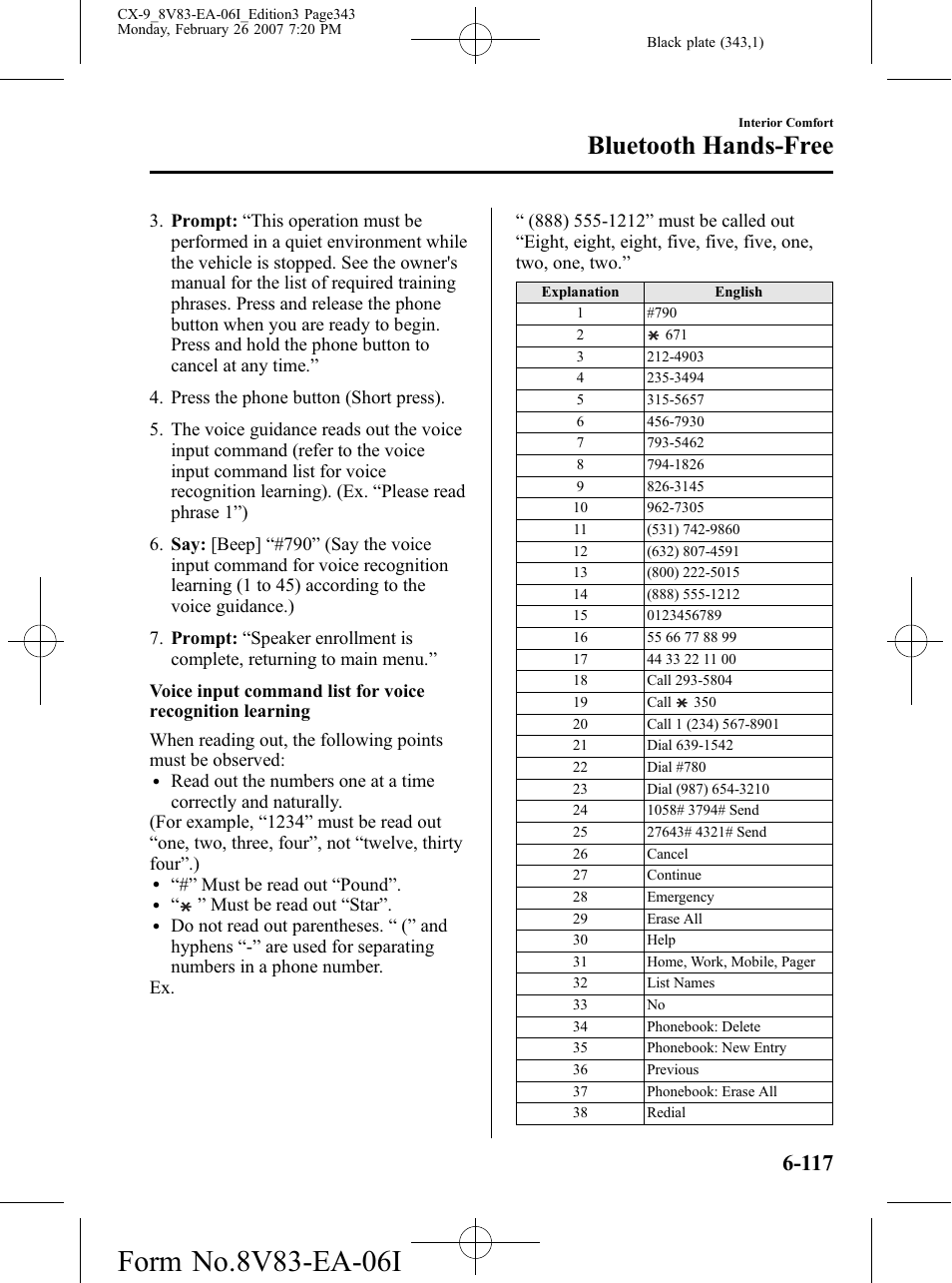 Bluetooth hands-free | Mazda 2007 CX-9 User Manual | Page 343 / 502