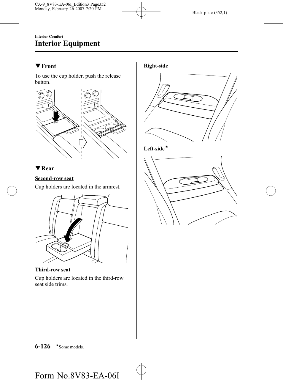 Interior equipment | Mazda 2007 CX-9 User Manual | Page 352 / 502