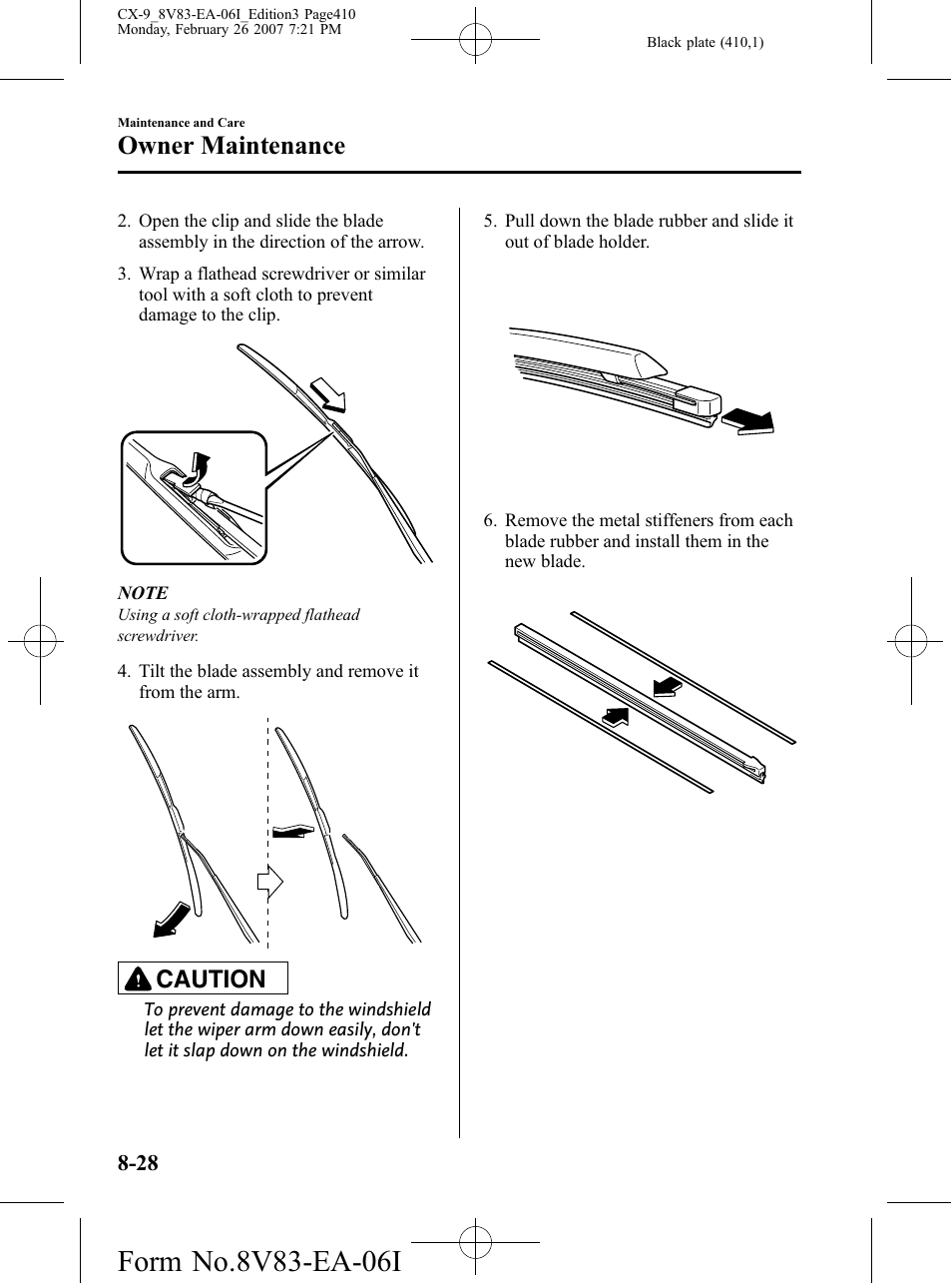 Owner maintenance, Caution | Mazda 2007 CX-9 User Manual | Page 410 / 502