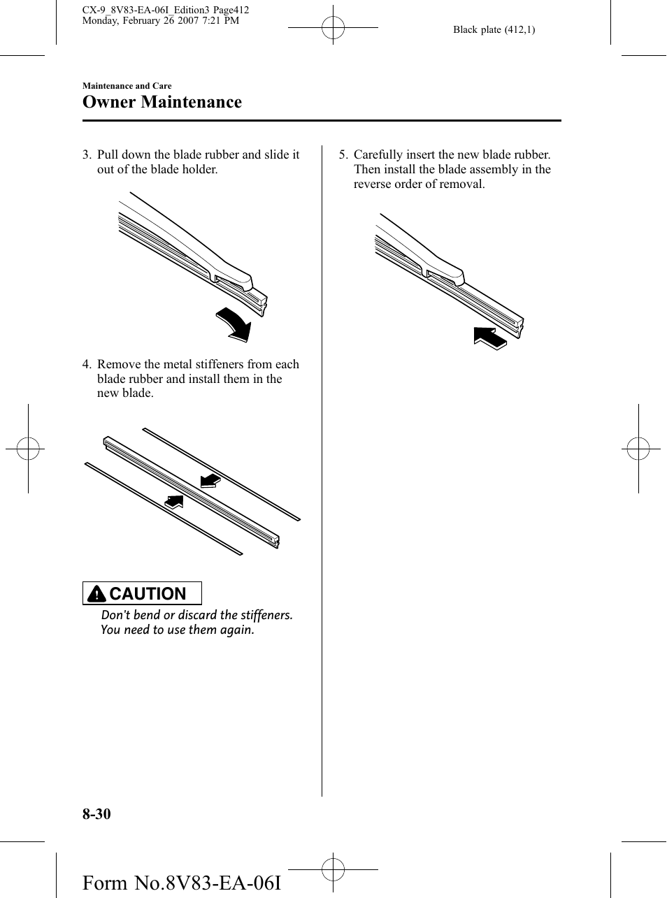 Owner maintenance, Caution | Mazda 2007 CX-9 User Manual | Page 412 / 502