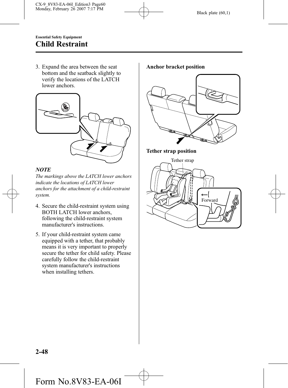 Child restraint | Mazda 2007 CX-9 User Manual | Page 60 / 502