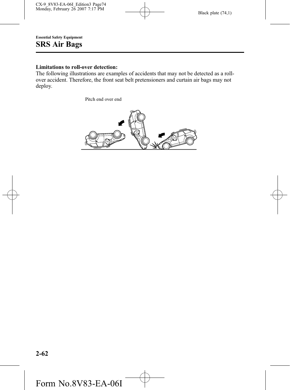 Srs air bags | Mazda 2007 CX-9 User Manual | Page 74 / 502