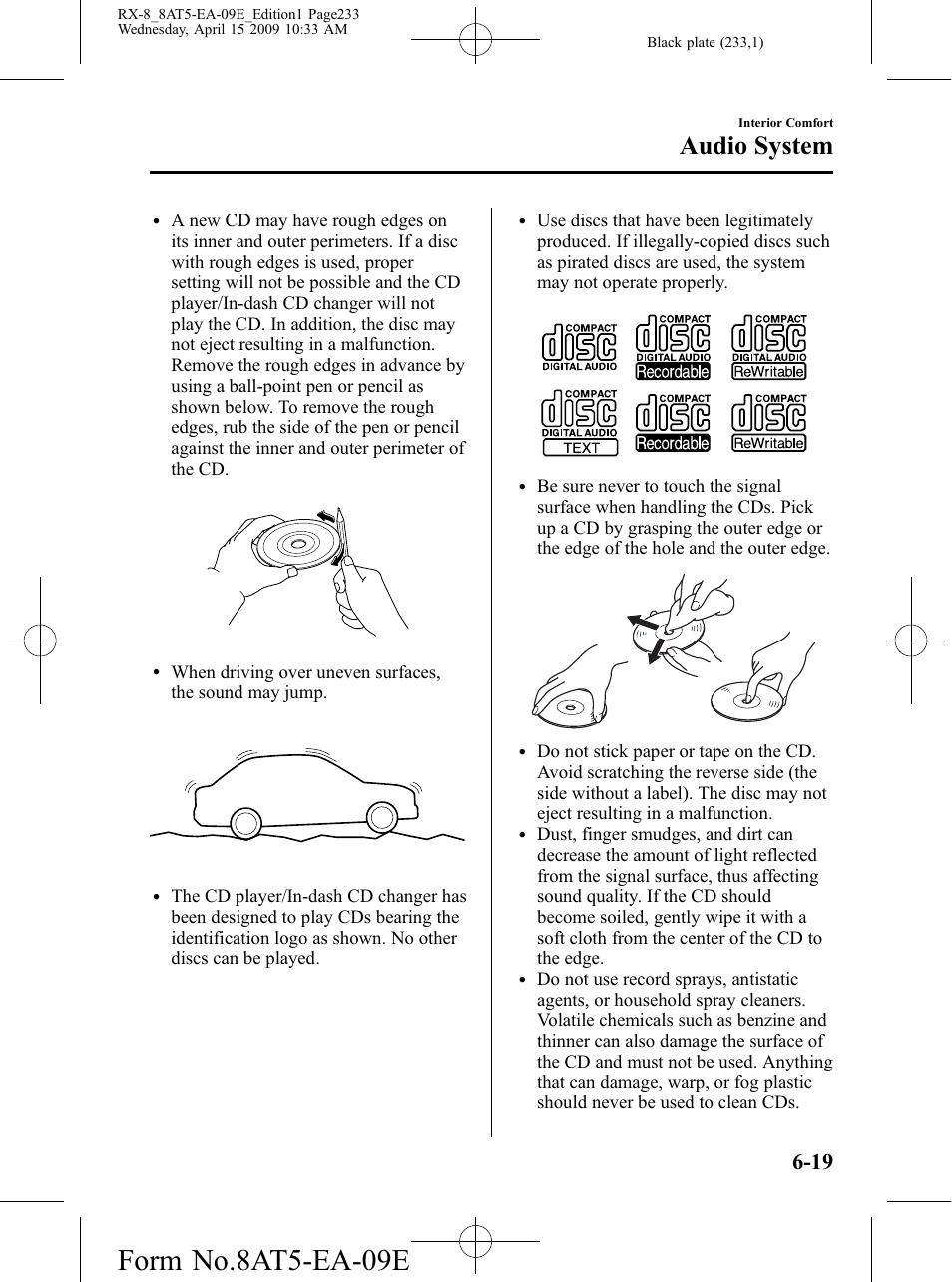 Form no.8at5-ea-09e, Audio system | Mazda 2010 RX-8 User Manual | Page 233 / 438