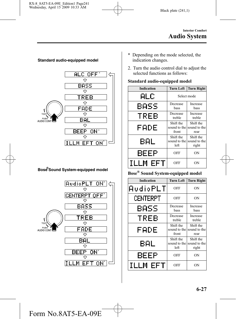 Form no.8at5-ea-09e, Audio system | Mazda 2010 RX-8 User Manual | Page 241 / 438