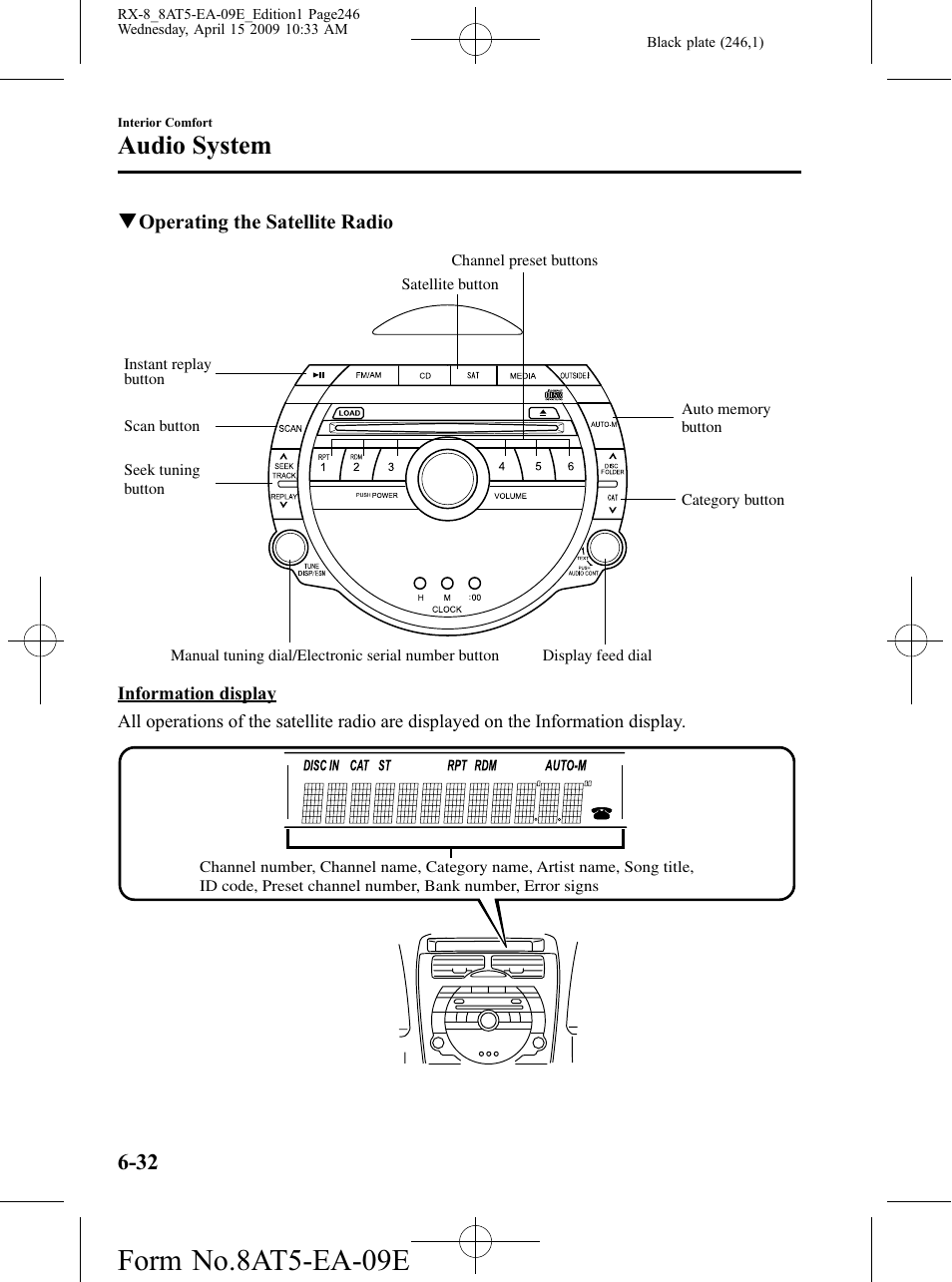 Form no.8at5-ea-09e, Audio system | Mazda 2010 RX-8 User Manual | Page 246 / 438