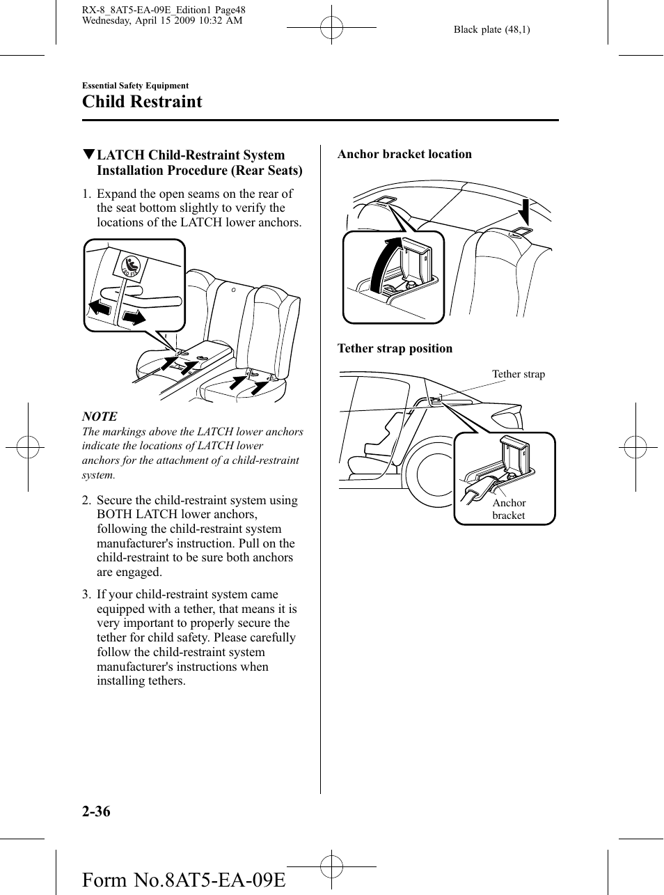 Form no.8at5-ea-09e, Child restraint | Mazda 2010 RX-8 User Manual | Page 48 / 438