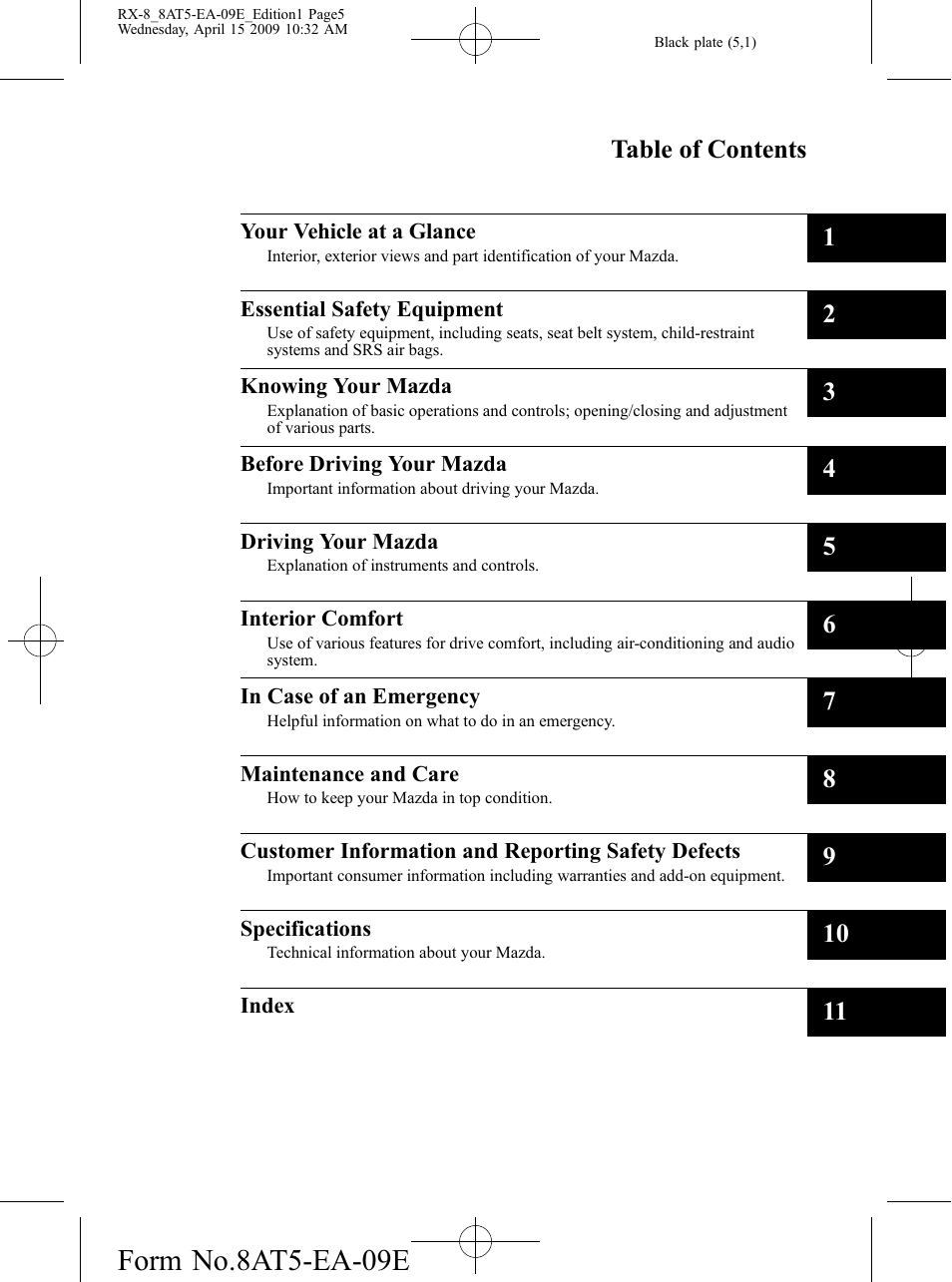 Mazda 2010 RX-8 User Manual | Page 5 / 438