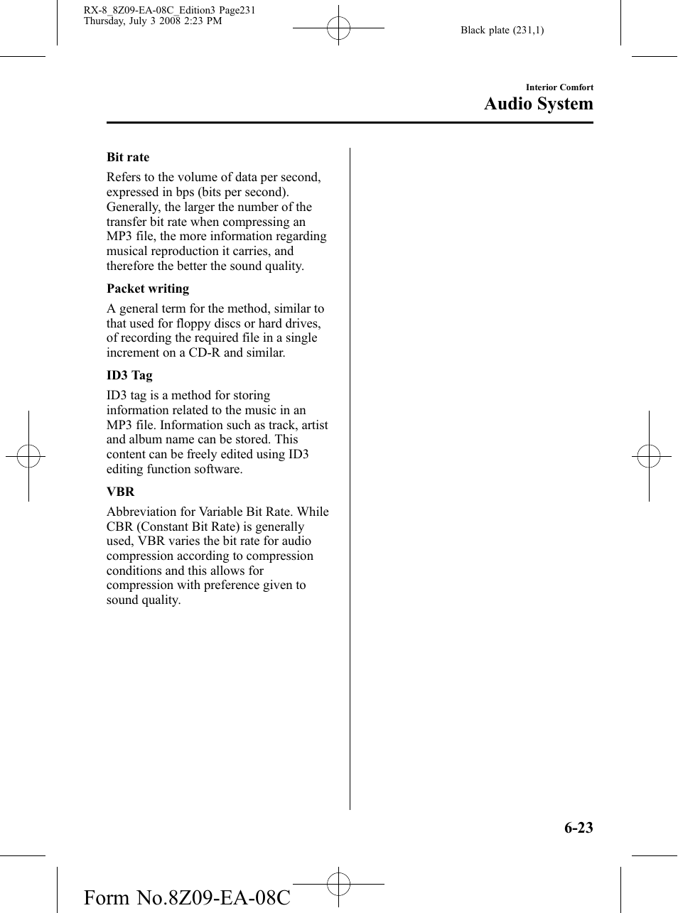 Audio system | Mazda 2009 RX-8 User Manual | Page 231 / 430
