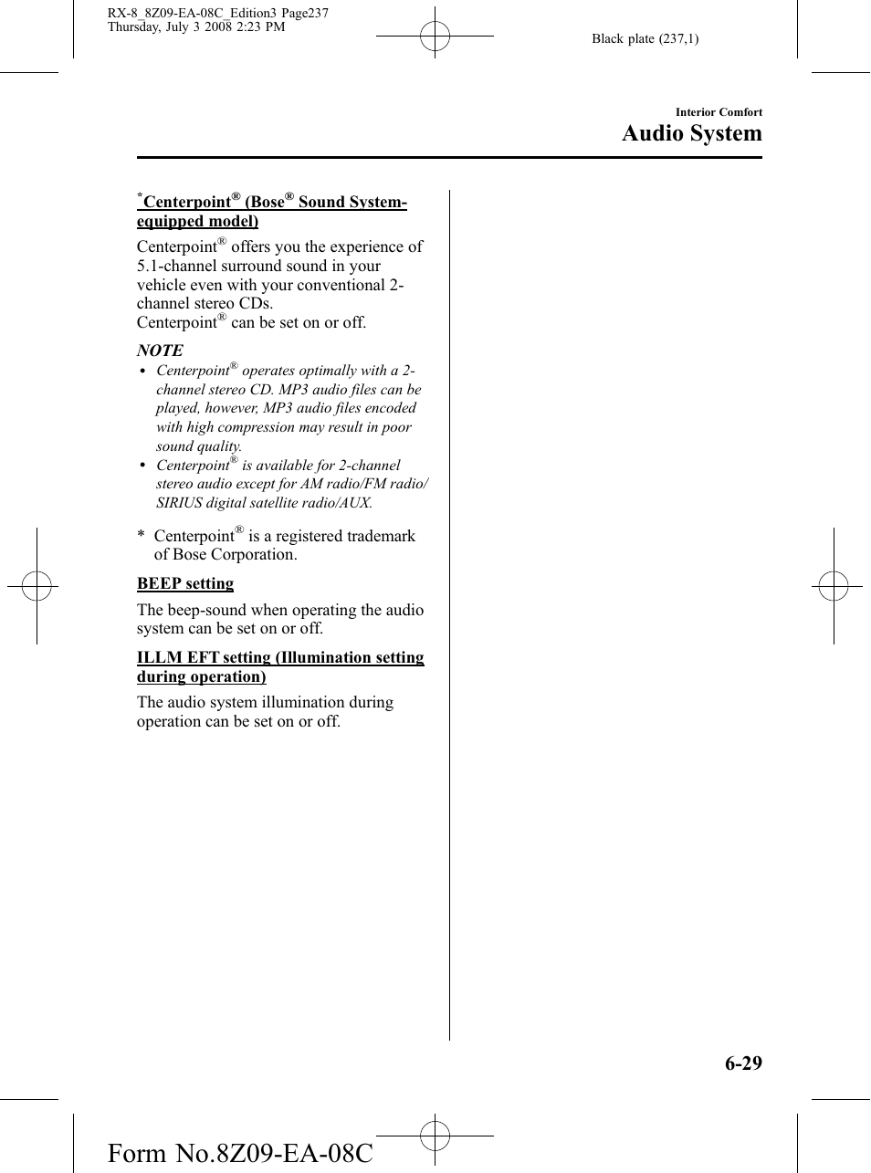 Audio system | Mazda 2009 RX-8 User Manual | Page 237 / 430