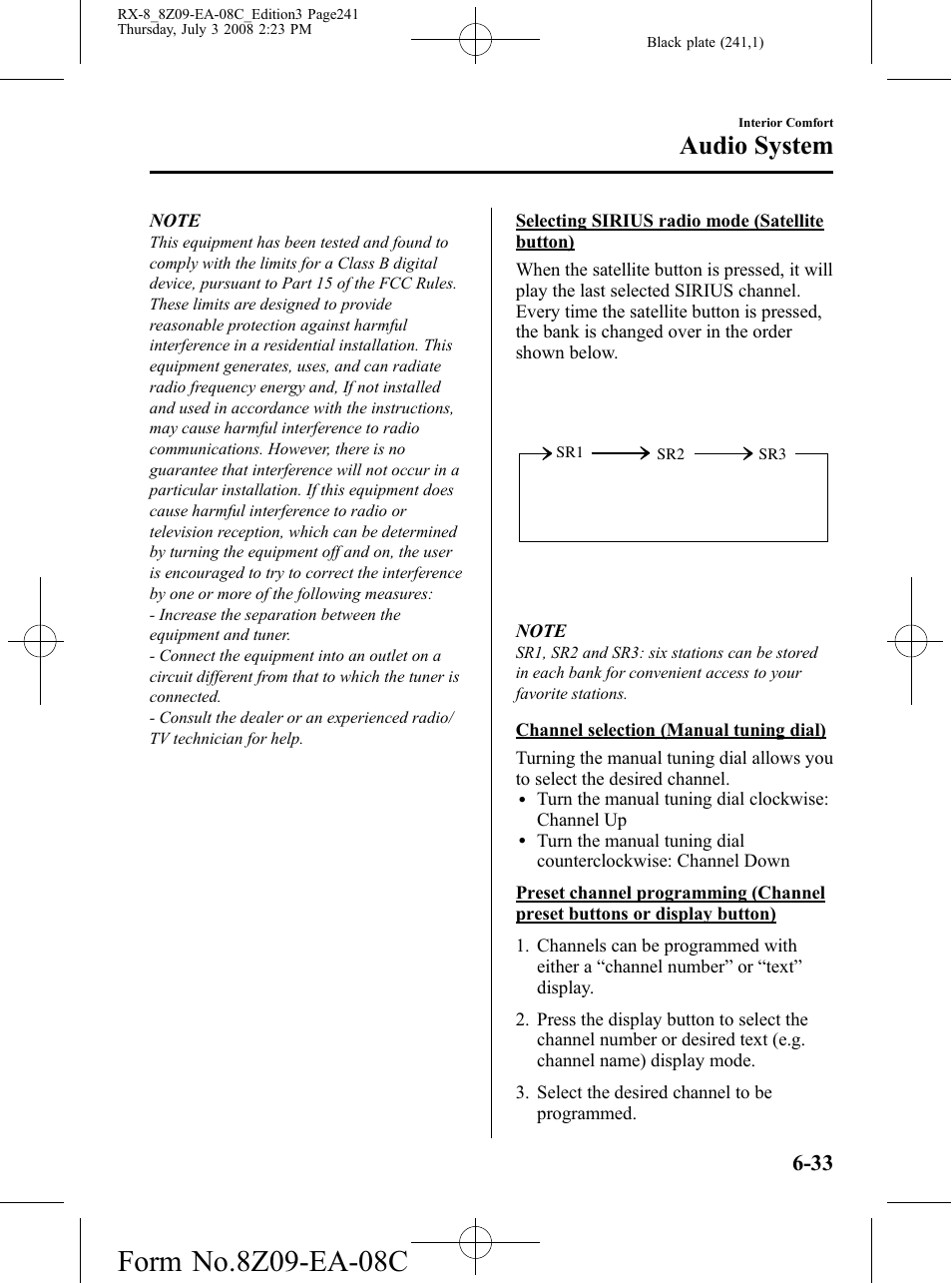 Audio system | Mazda 2009 RX-8 User Manual | Page 241 / 430