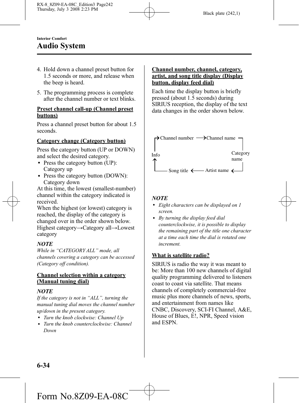 Audio system | Mazda 2009 RX-8 User Manual | Page 242 / 430