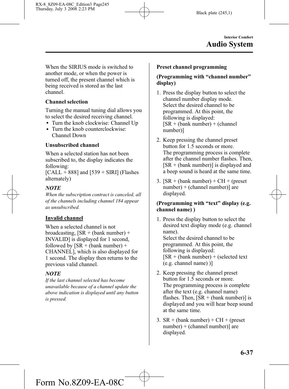 Audio system | Mazda 2009 RX-8 User Manual | Page 245 / 430