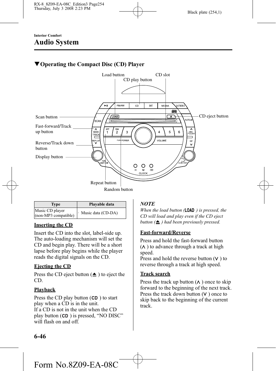 Audio system | Mazda 2009 RX-8 User Manual | Page 254 / 430
