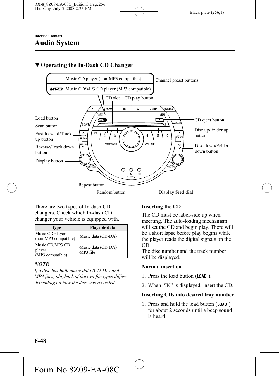 Audio system | Mazda 2009 RX-8 User Manual | Page 256 / 430
