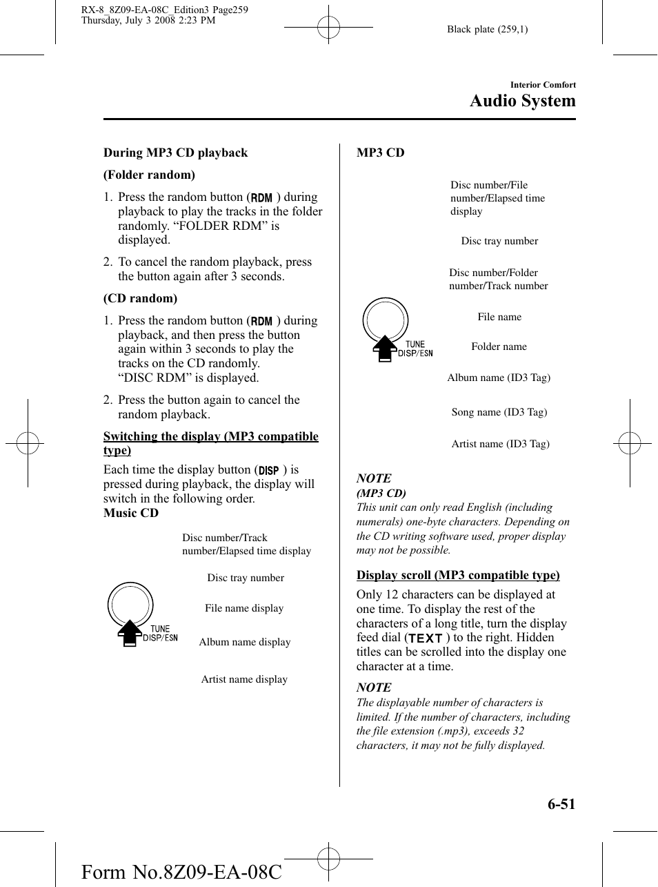 Audio system | Mazda 2009 RX-8 User Manual | Page 259 / 430