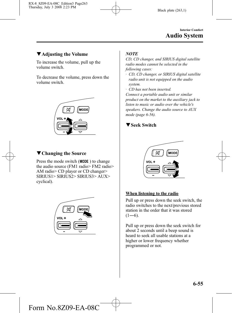 Audio system | Mazda 2009 RX-8 User Manual | Page 263 / 430