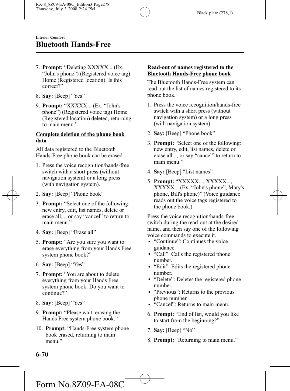Bluetooth hands-free | Mazda 2009 RX-8 User Manual | Page 278 / 430