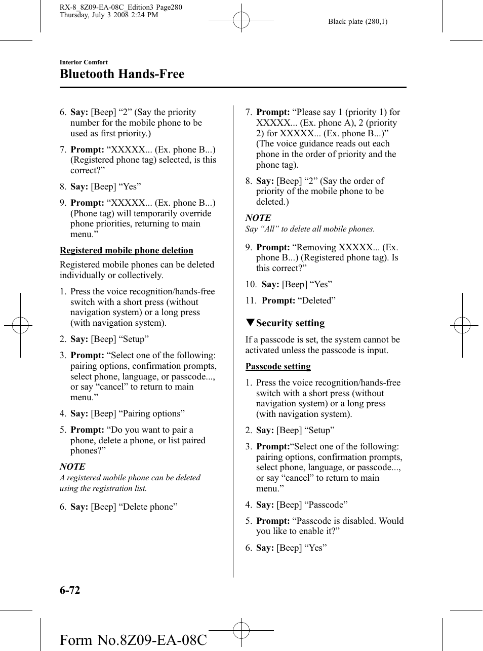 Bluetooth hands-free | Mazda 2009 RX-8 User Manual | Page 280 / 430