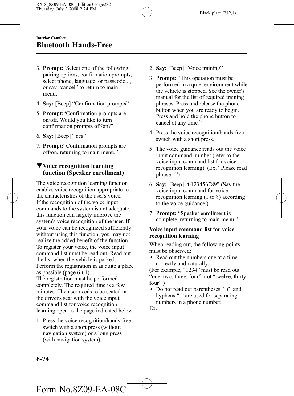 Bluetooth hands-free | Mazda 2009 RX-8 User Manual | Page 282 / 430
