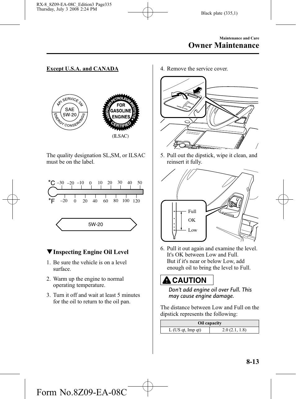 Owner maintenance, Caution | Mazda 2009 RX-8 User Manual | Page 335 / 430