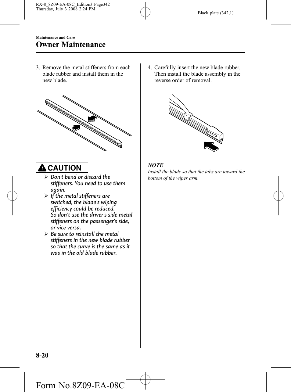 Owner maintenance, Caution | Mazda 2009 RX-8 User Manual | Page 342 / 430