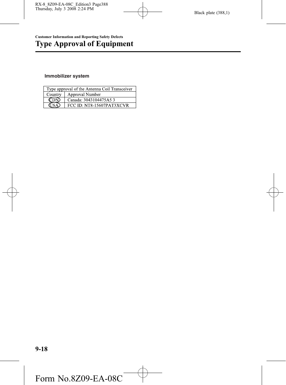 Type approval of equipment | Mazda 2009 RX-8 User Manual | Page 388 / 430