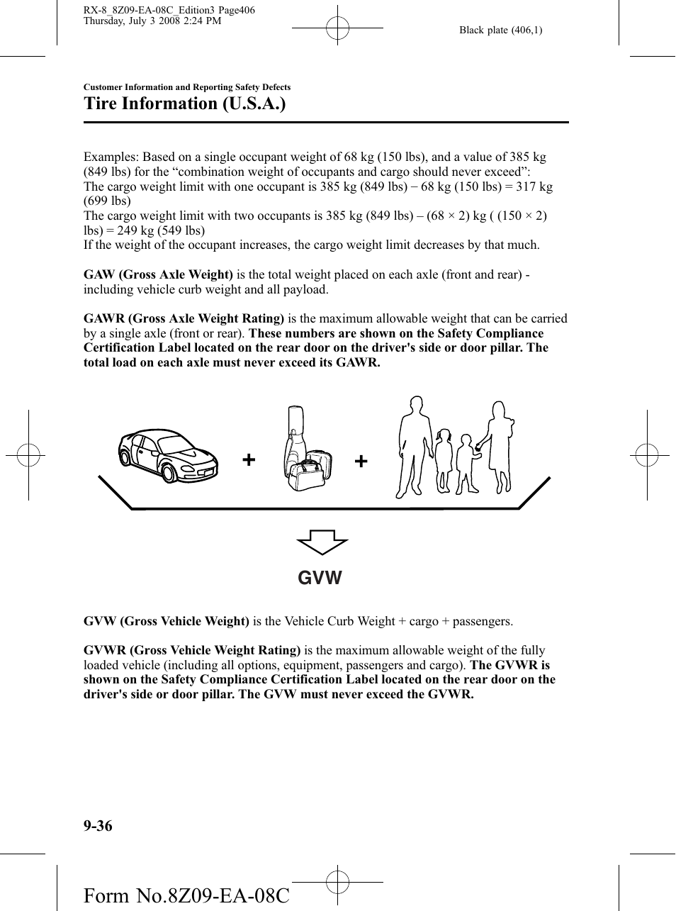 Tire information (u.s.a.) | Mazda 2009 RX-8 User Manual | Page 406 / 430