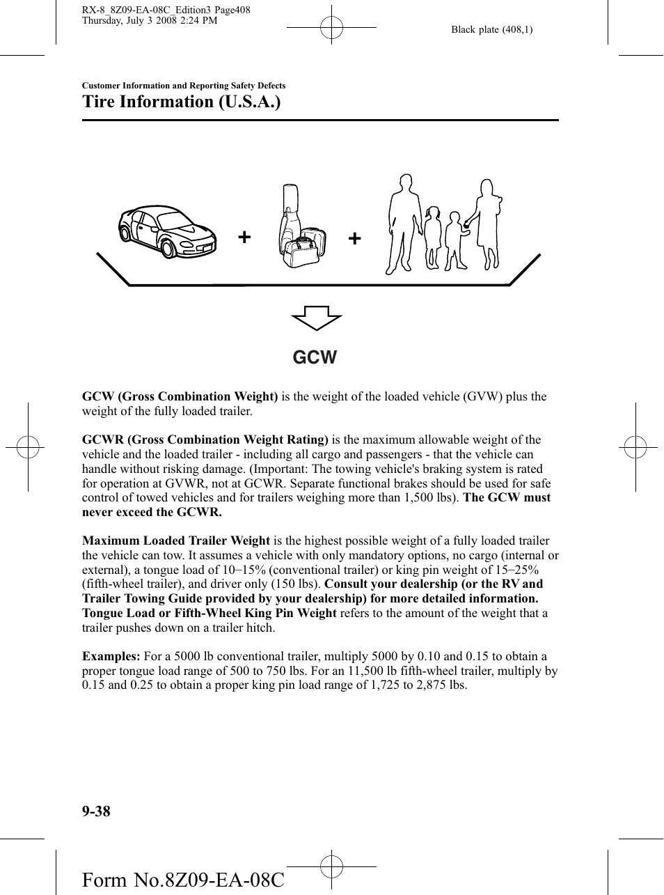 Tire information (u.s.a.) | Mazda 2009 RX-8 User Manual | Page 408 / 430