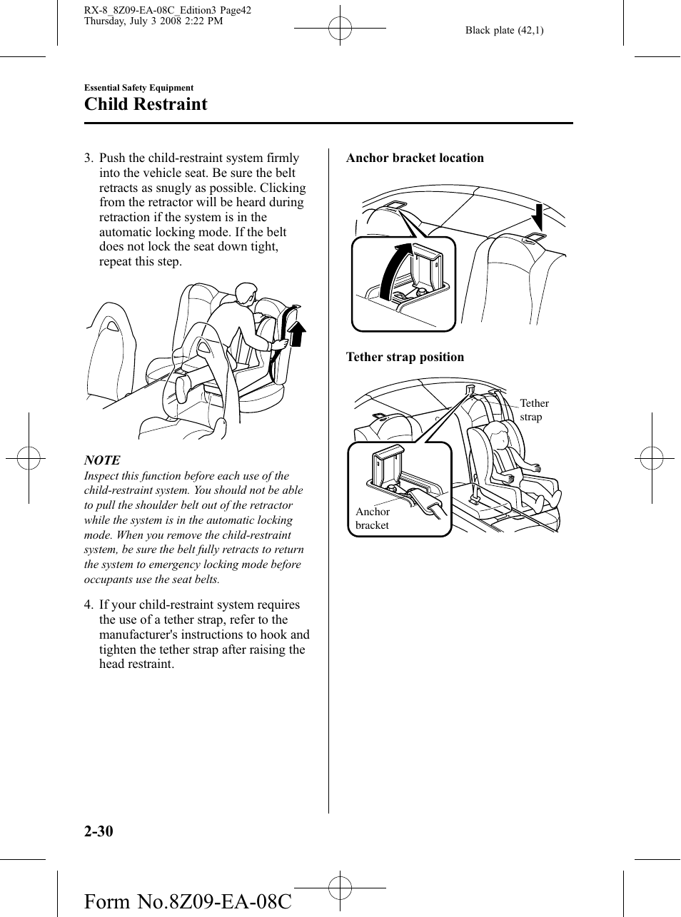 Child restraint | Mazda 2009 RX-8 User Manual | Page 42 / 430