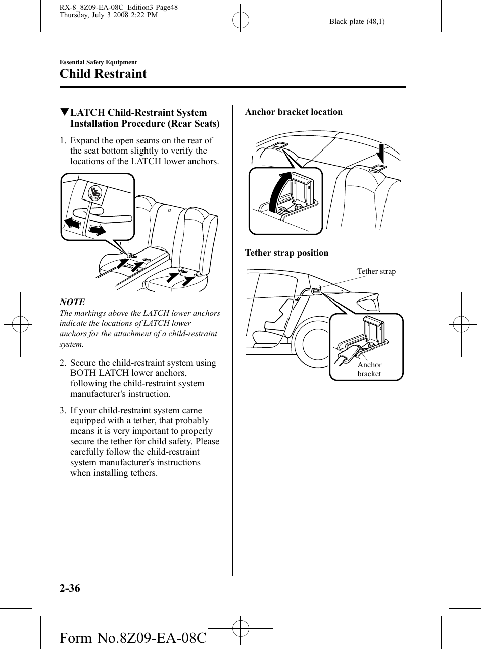 Child restraint | Mazda 2009 RX-8 User Manual | Page 48 / 430