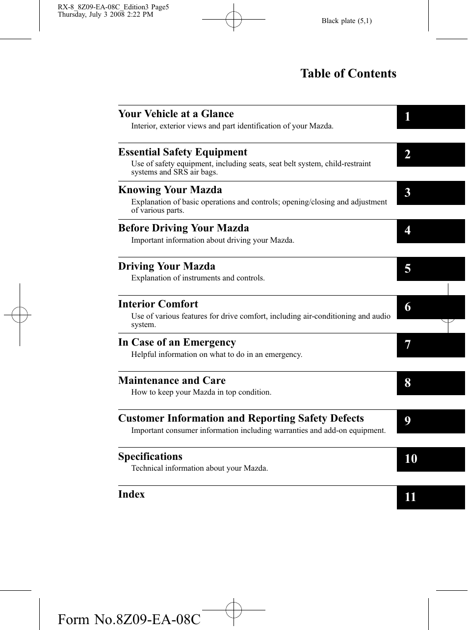 Mazda 2009 RX-8 User Manual | Page 5 / 430