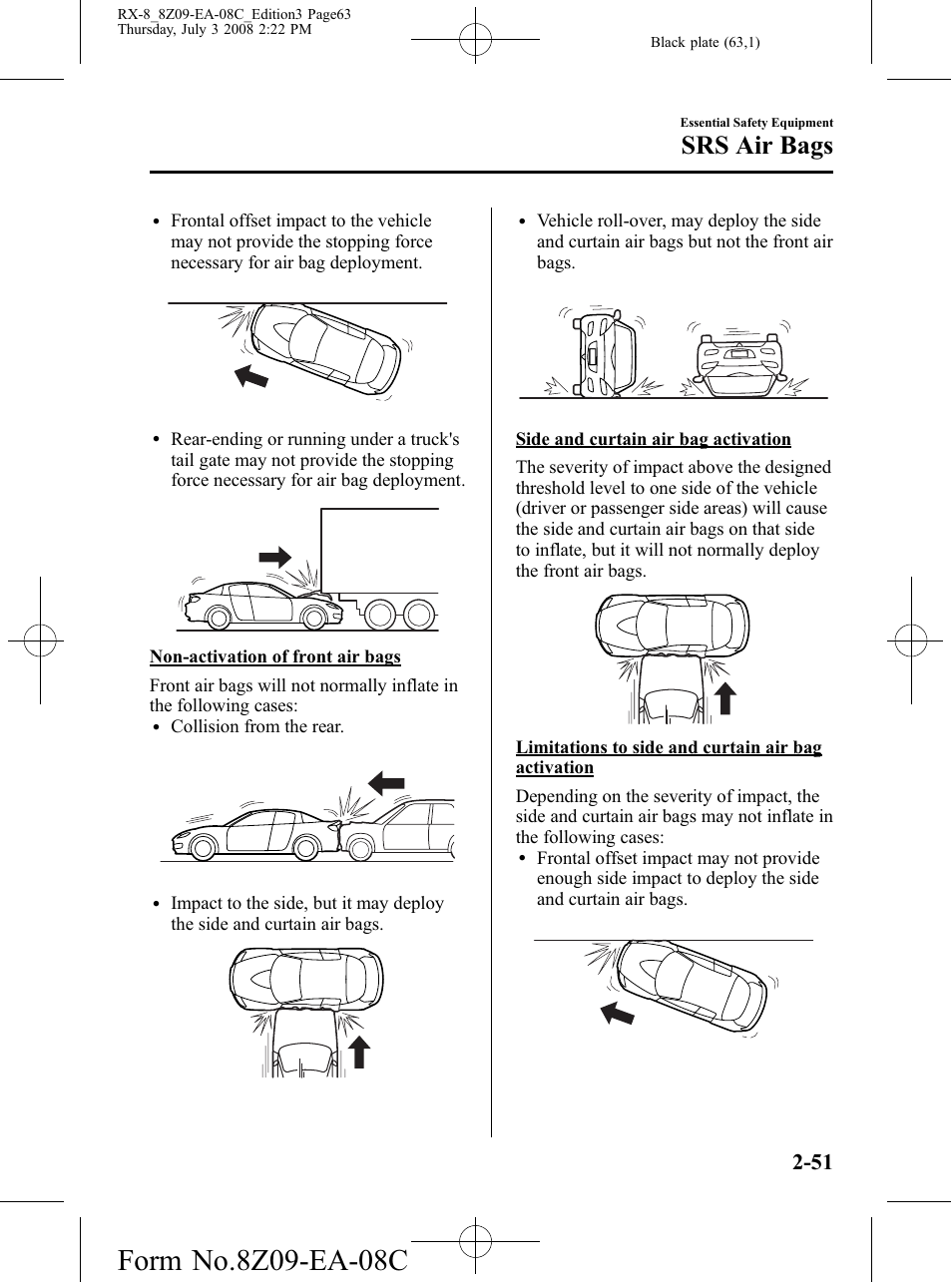 Srs air bags | Mazda 2009 RX-8 User Manual | Page 63 / 430