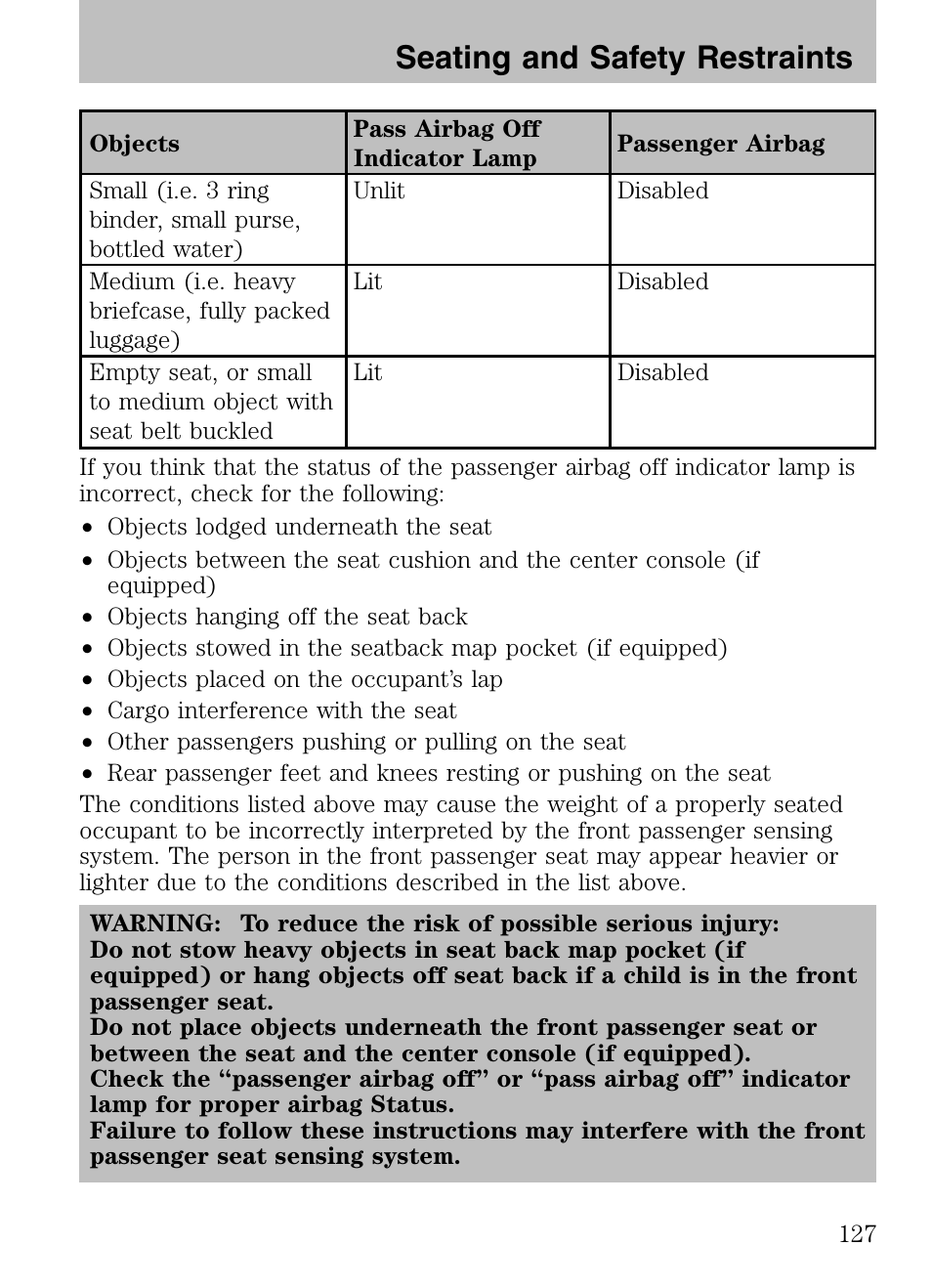 Seating and safety restraints | Mazda 2008 Tribute HEV User Manual | Page 127 / 312