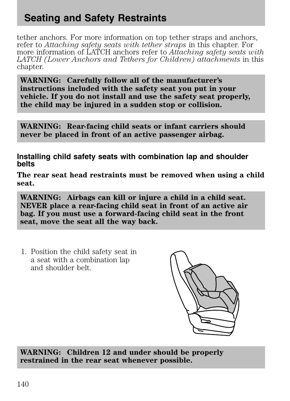 Seating and safety restraints | Mazda 2008 Tribute HEV User Manual | Page 140 / 312