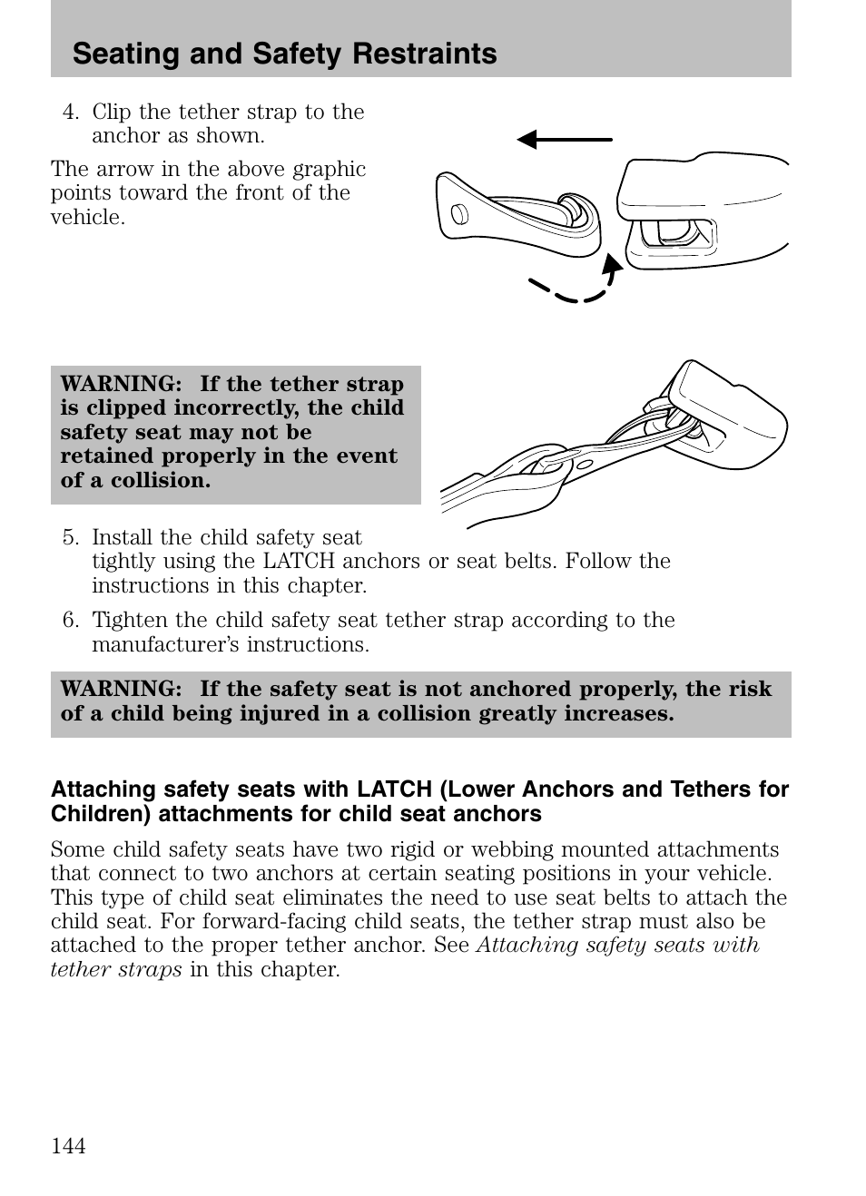 Seating and safety restraints | Mazda 2008 Tribute HEV User Manual | Page 144 / 312