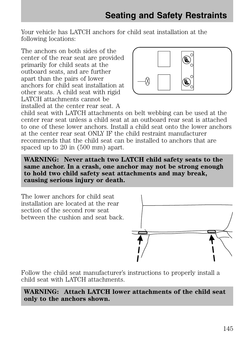 Seating and safety restraints | Mazda 2008 Tribute HEV User Manual | Page 145 / 312