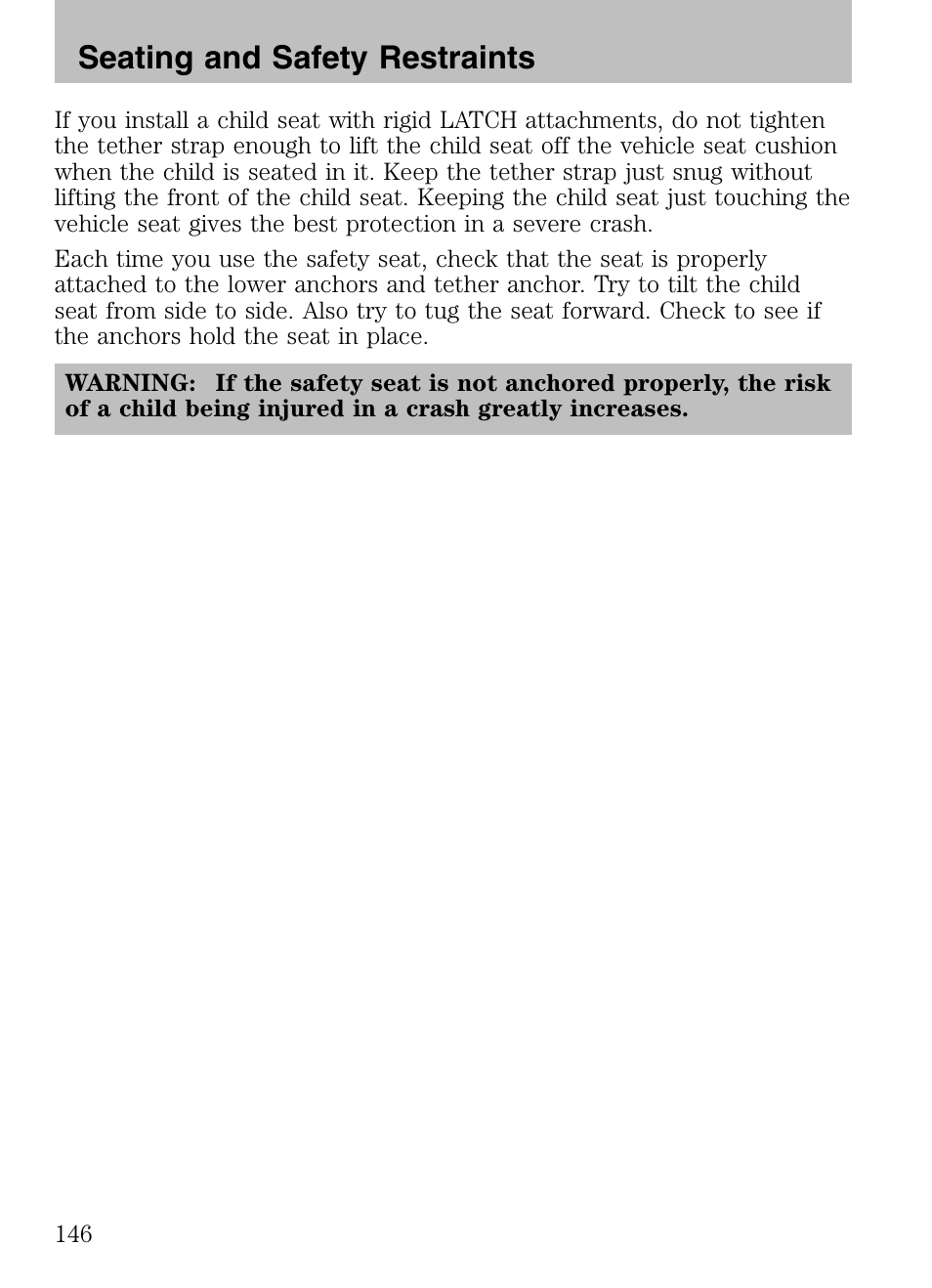 Seating and safety restraints | Mazda 2008 Tribute HEV User Manual | Page 146 / 312