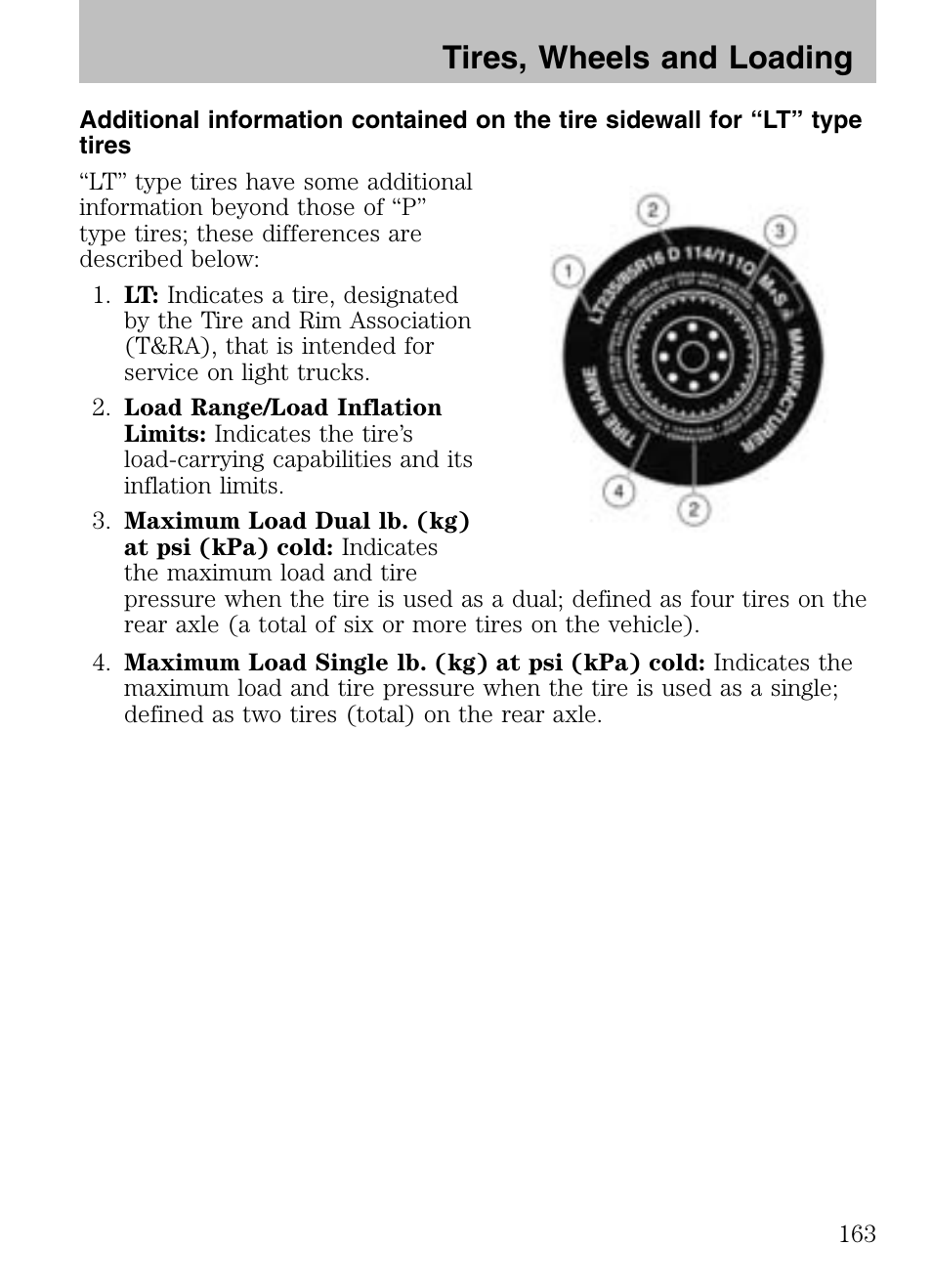Tires, wheels and loading | Mazda 2008 Tribute HEV User Manual | Page 163 / 312