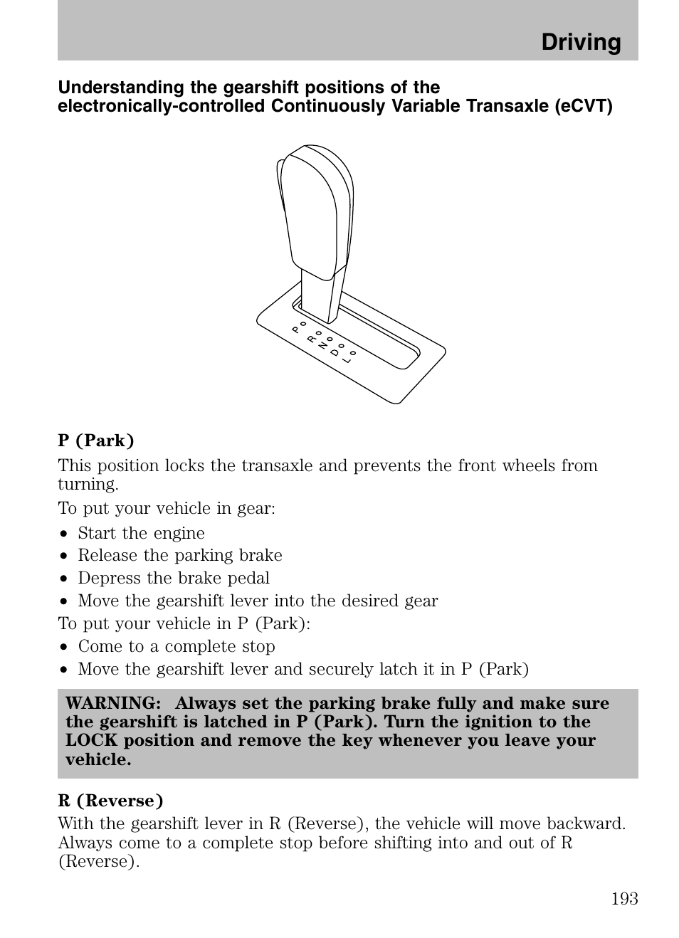 Driving | Mazda 2008 Tribute HEV User Manual | Page 193 / 312