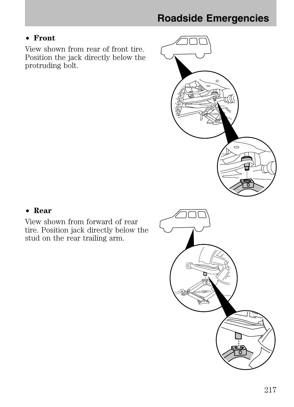 Roadside emergencies | Mazda 2008 Tribute HEV User Manual | Page 217 / 312