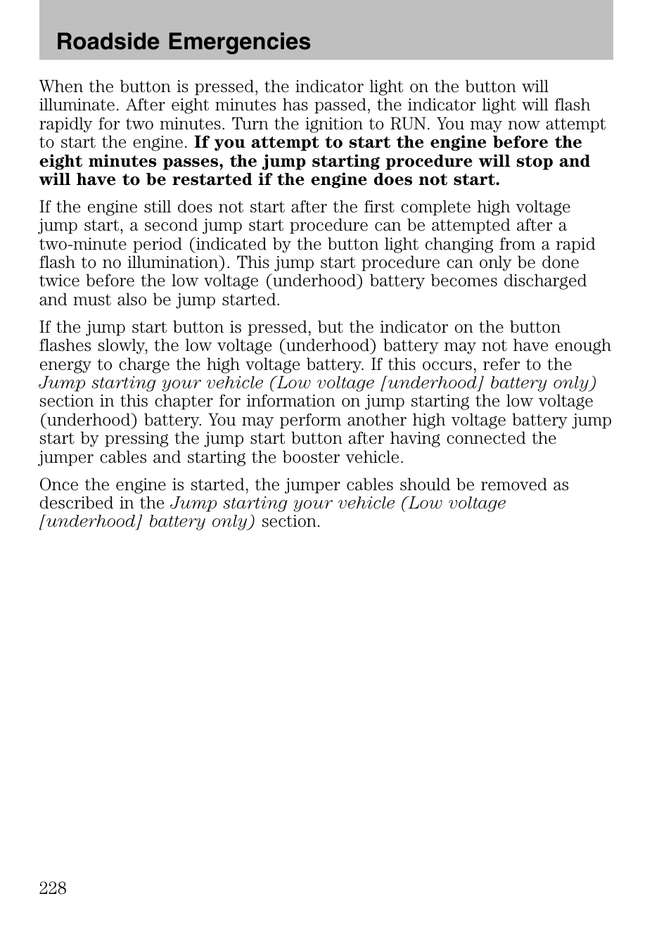 Roadside emergencies | Mazda 2008 Tribute HEV User Manual | Page 228 / 312