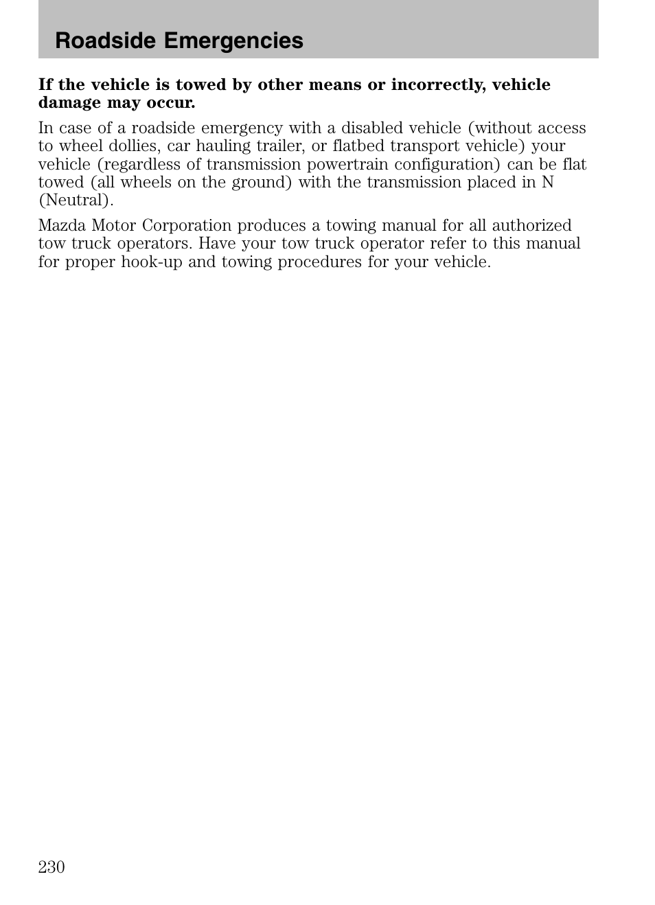 Roadside emergencies | Mazda 2008 Tribute HEV User Manual | Page 230 / 312