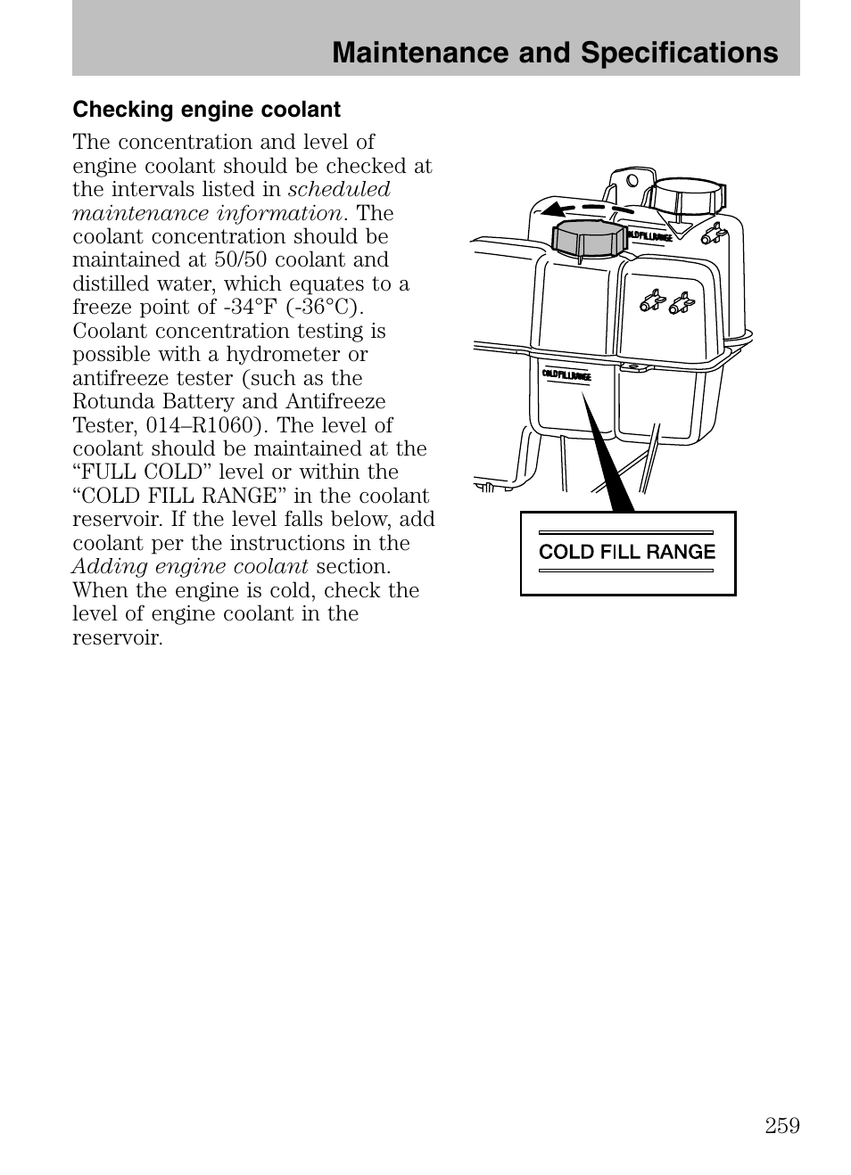 Checking engine coolant, Maintenance and specifications | Mazda 2008 Tribute HEV User Manual | Page 259 / 312