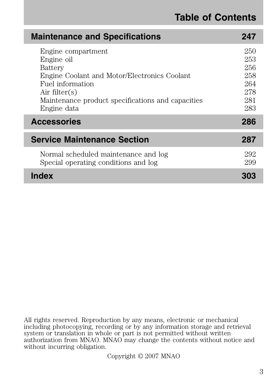 Mazda 2008 Tribute HEV User Manual | Page 3 / 312