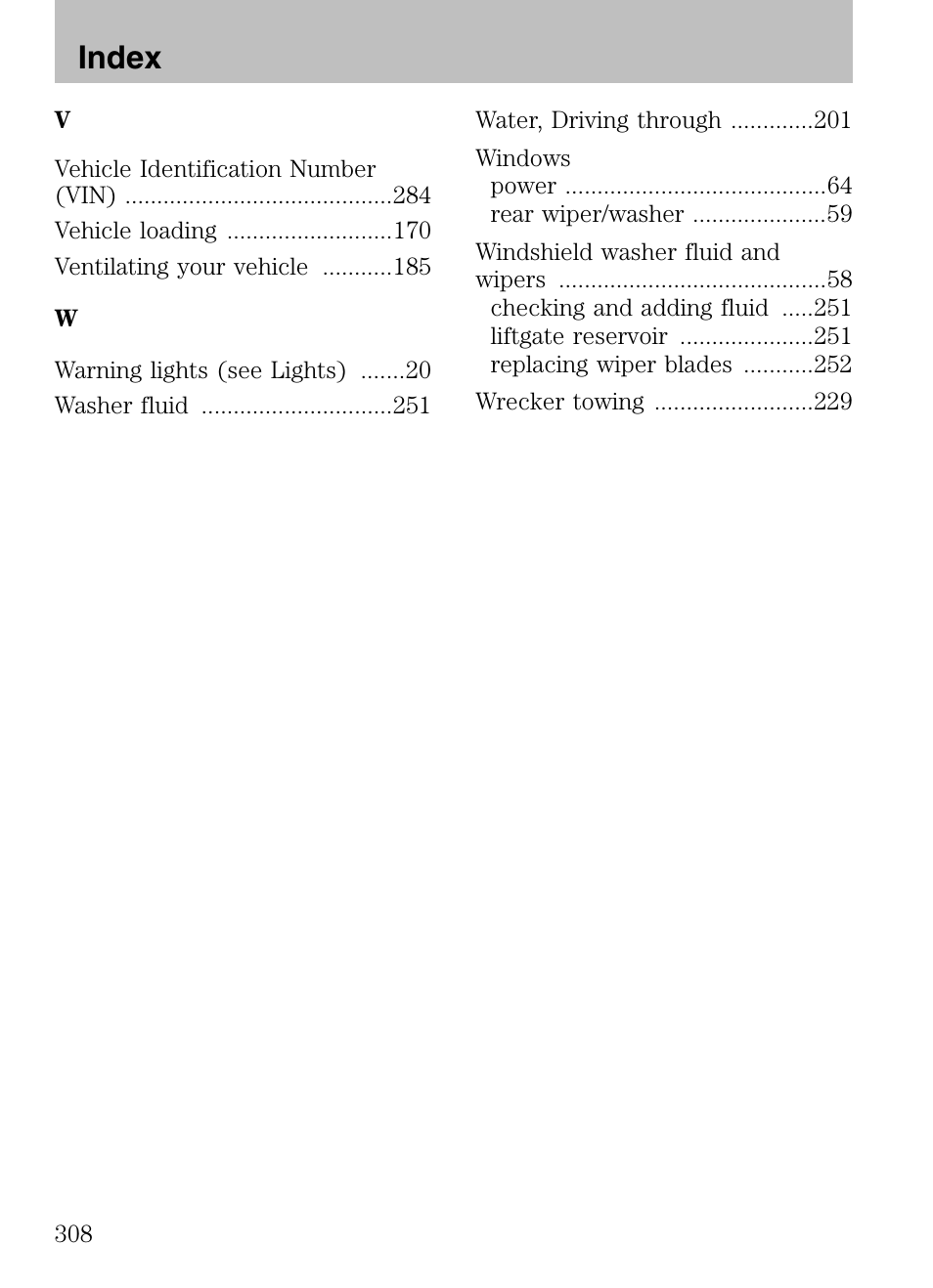 Index | Mazda 2008 Tribute HEV User Manual | Page 308 / 312