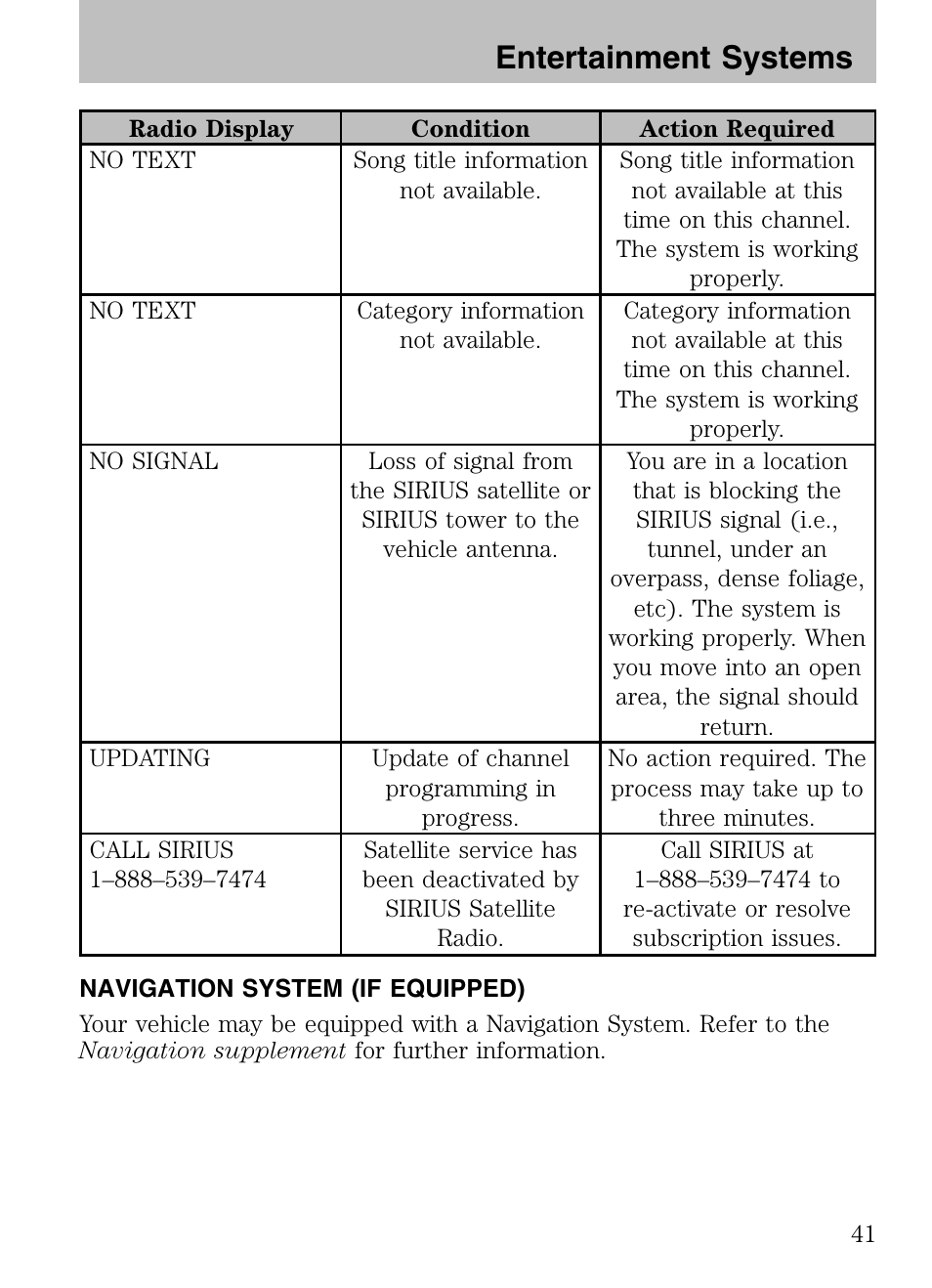 Navigation system (if equipped), Entertainment systems | Mazda 2008 Tribute HEV User Manual | Page 41 / 312